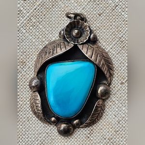 Native American Sterling Silver Turquoise Pendant